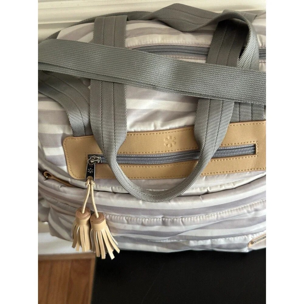 SKIP HOP Riverside Ultra Light Diaper Bag Satchel Oyster Stripe